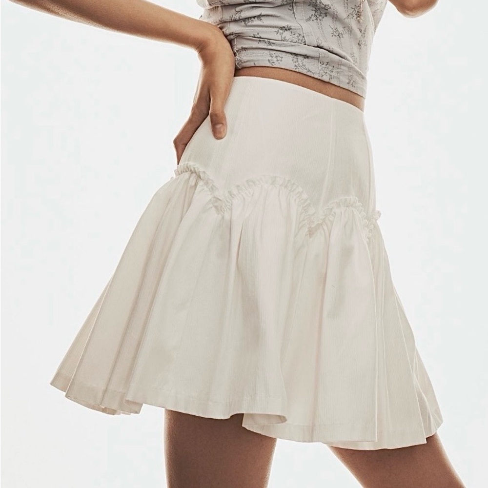 Anthropologie Mare Mare White Basque-Waist Mini Skirt XL - Picture 2 of 9